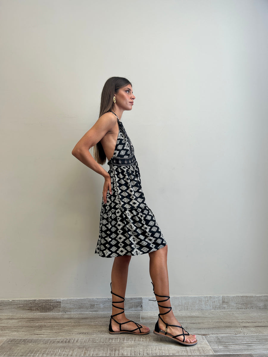 FREELOVE Abito MARINA seta Tribal Black