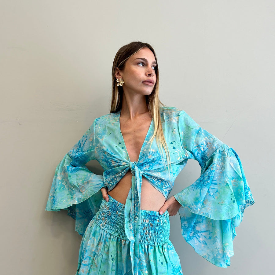 FREELOVE Gipsy top seta Tie Dye turquoise