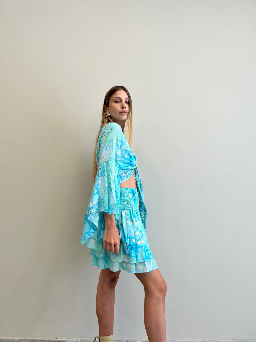 FREELOVE Gipsy top seta Tie Dye turquoise