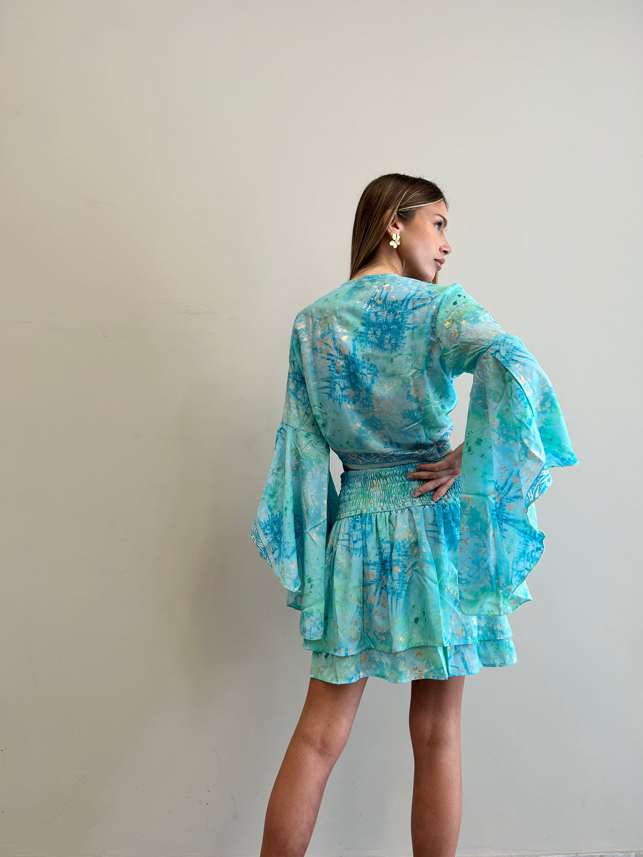 FREELOVE Gipsy top seta Tie Dye turquoise
