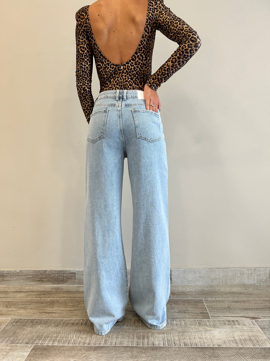 GLAMOROUS Jeans wide leg medio chiaro + strappi