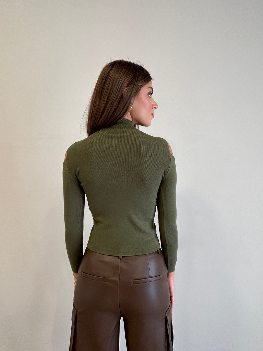 GIPSY INSIDE Maglia cut spalle Verde