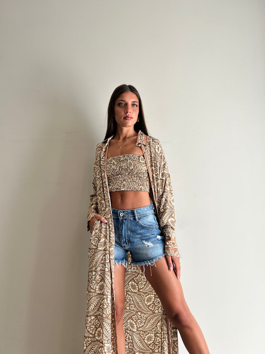 FREELOVE Chemisier seta Coachella Sand