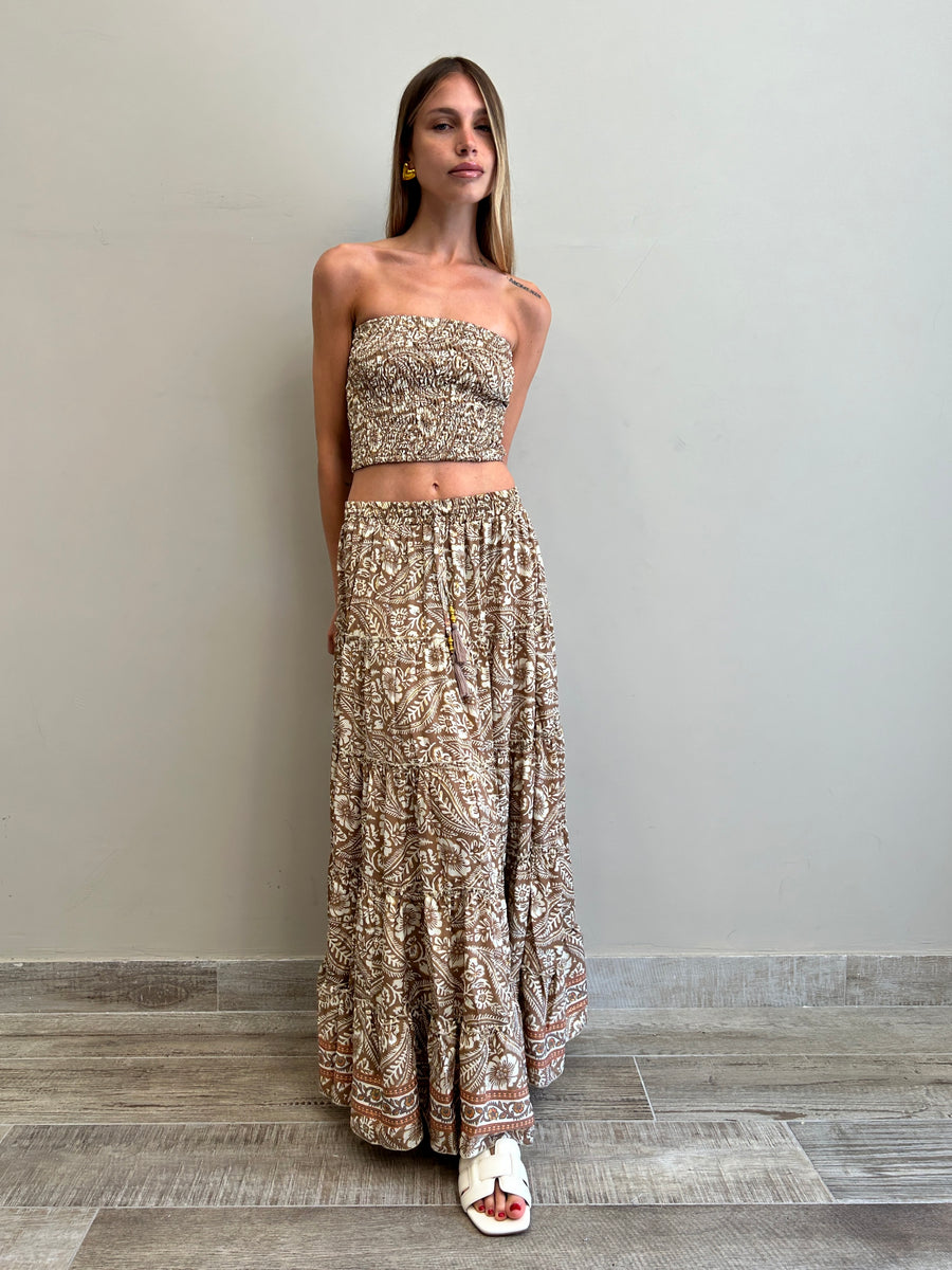 FREELOVE Maxi gonna seta Coachella sand