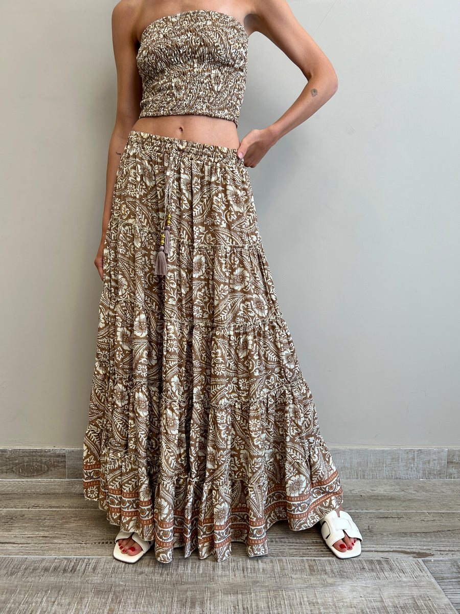 FREELOVE Maxi gonna seta Coachella sand