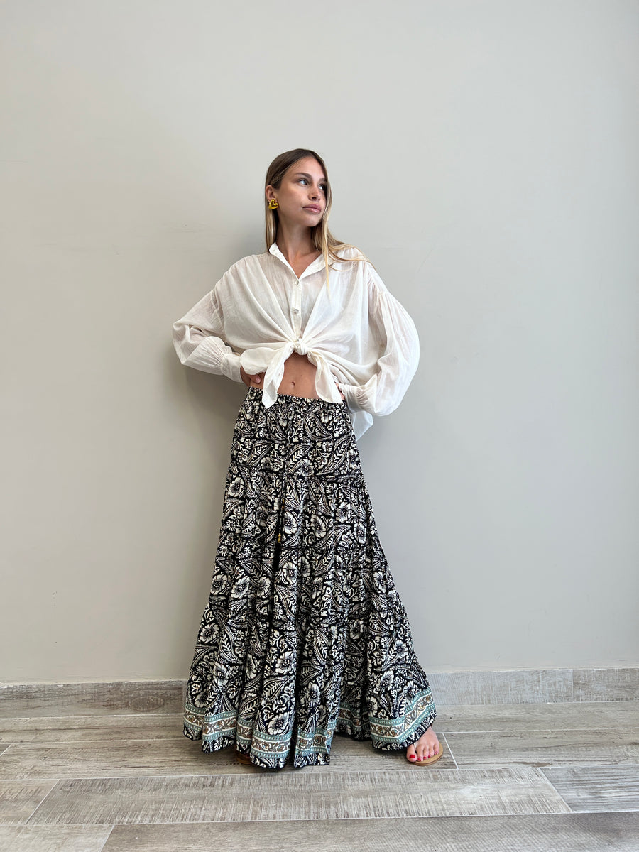FREELOVE Maxi gonna seta Coachella black