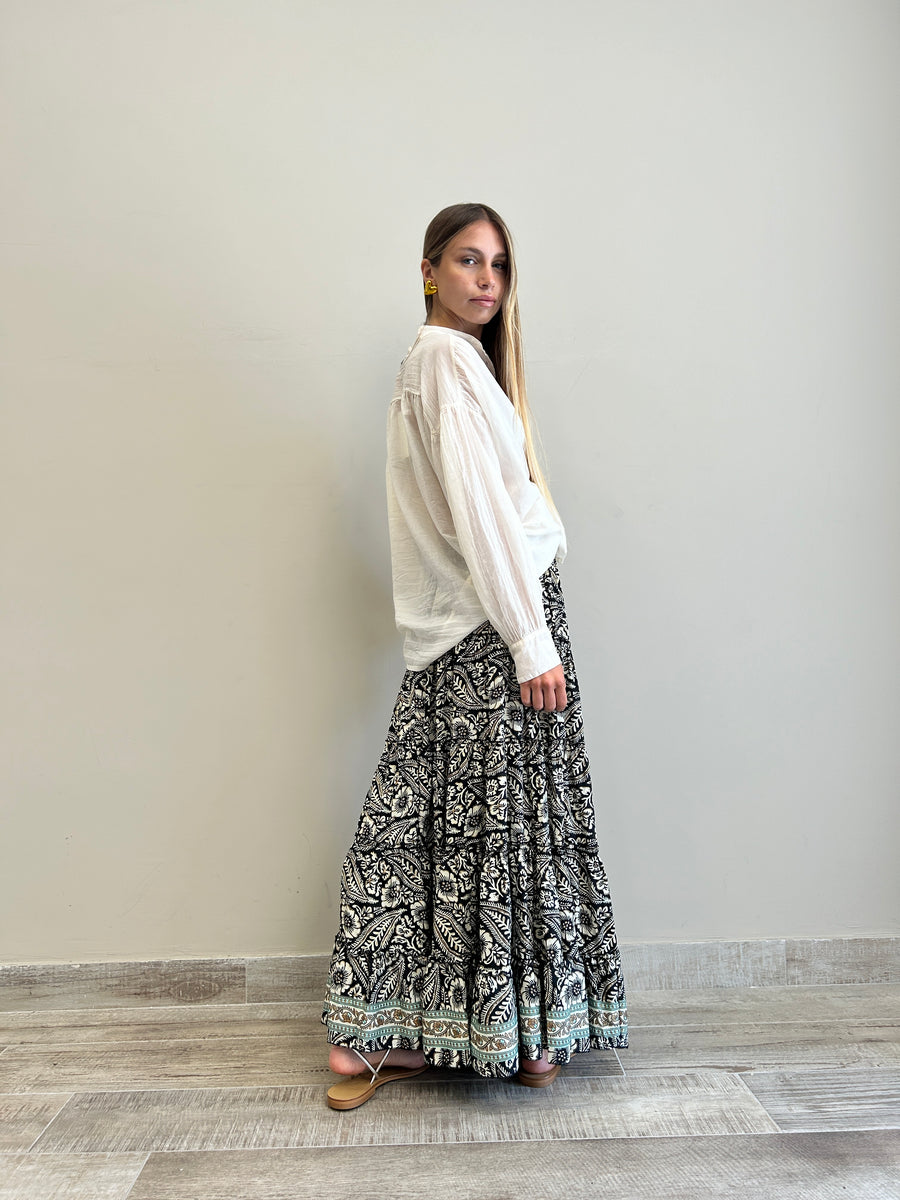 FREELOVE Maxi gonna seta Coachella black