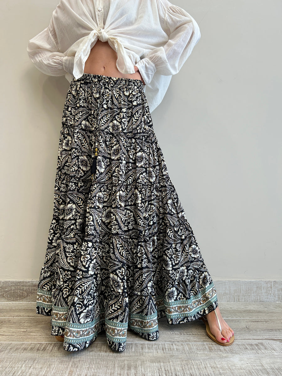FREELOVE Maxi gonna seta Coachella black