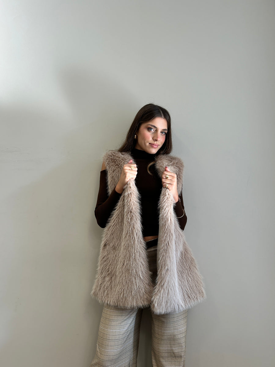 DIXIE Gilet eco-pelliccia sabbia