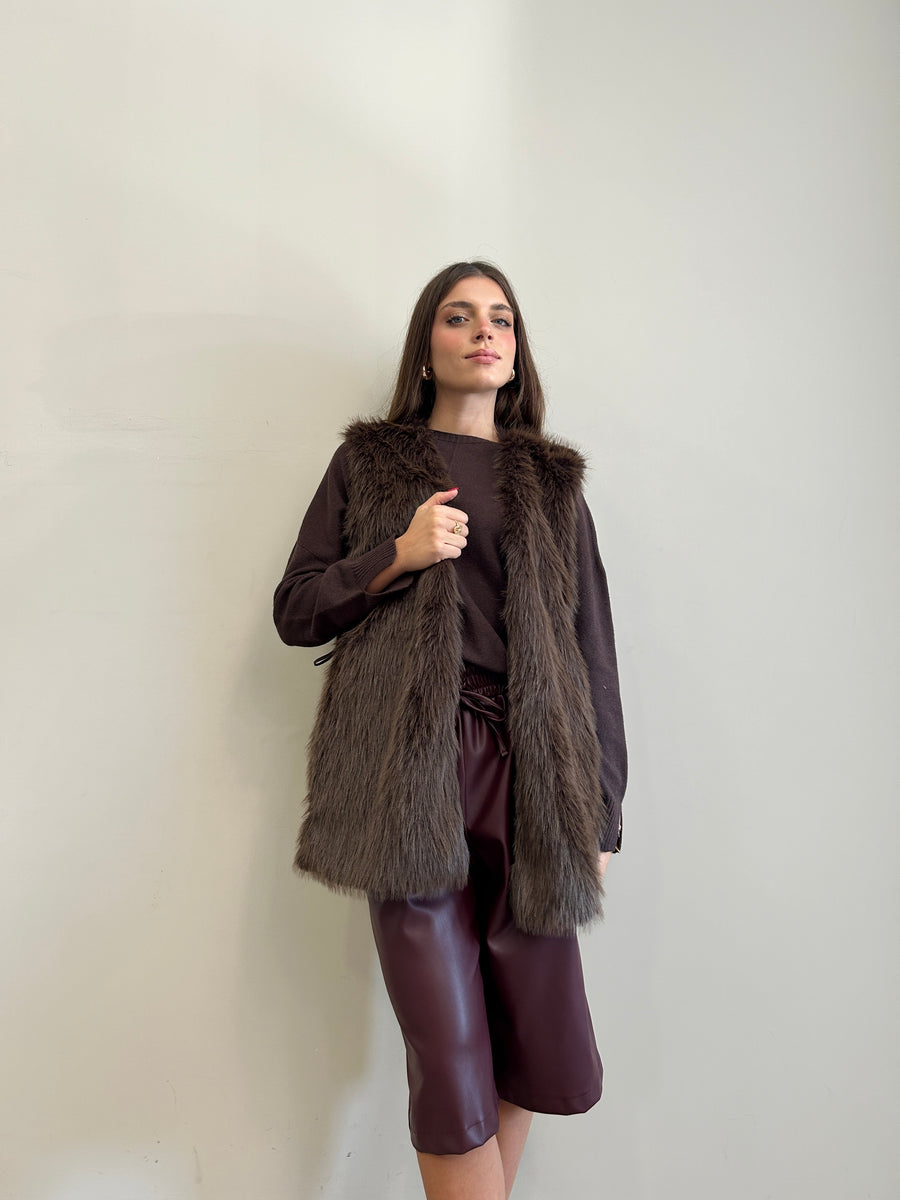 DIXIE Gilet Eco-pelliccia Moro