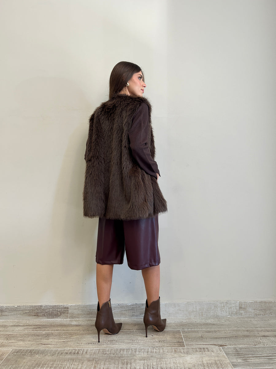 DIXIE Gilet Eco-pelliccia Moro