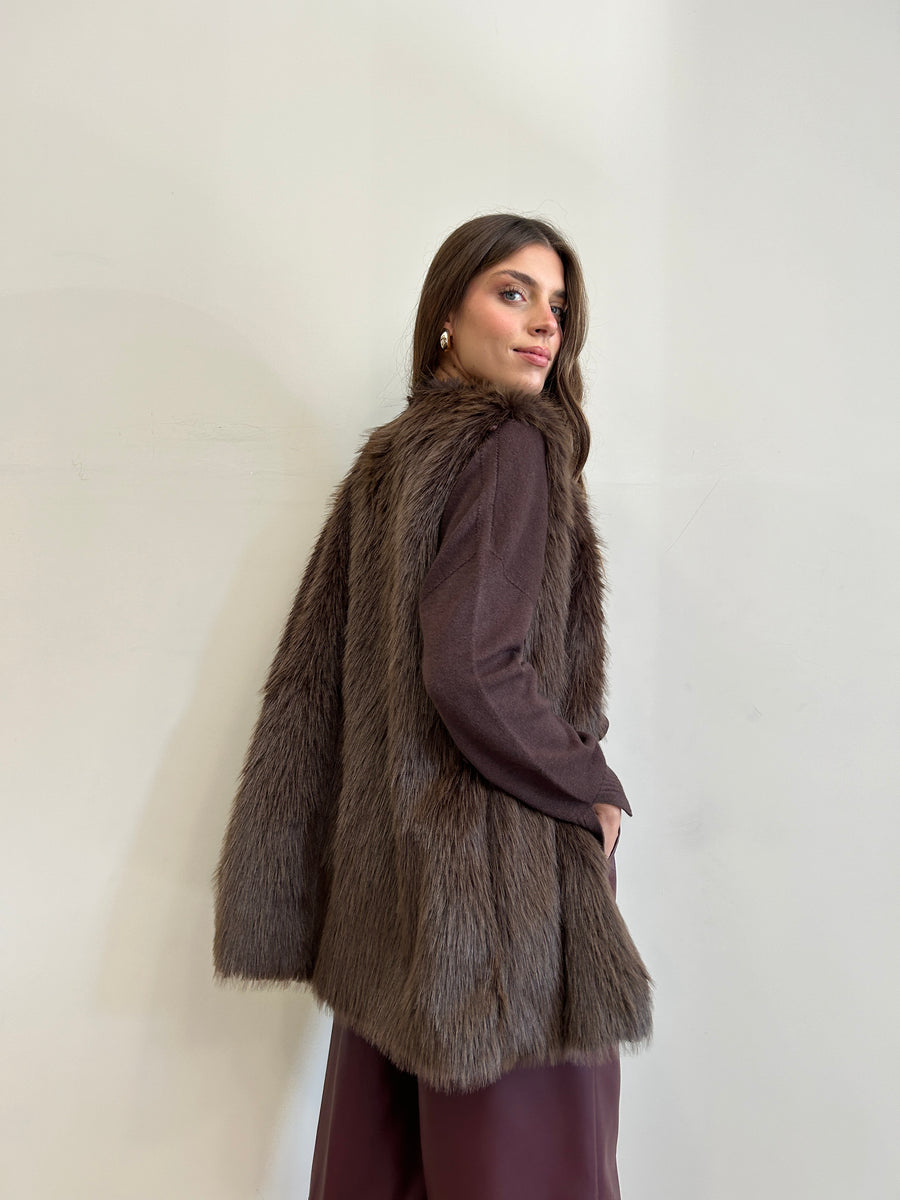 DIXIE Gilet Eco-pelliccia Moro