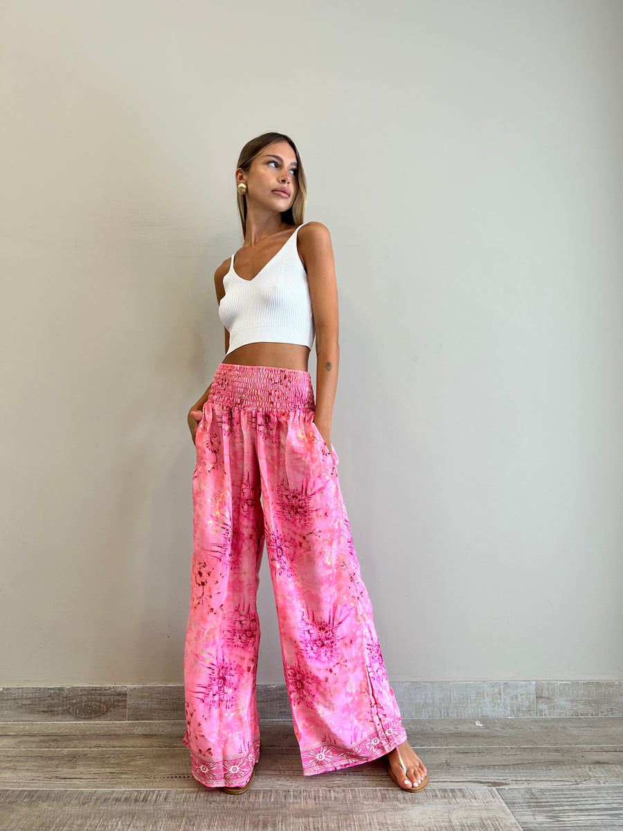 FREELOVE panta Freelove seta Tie Dye pink