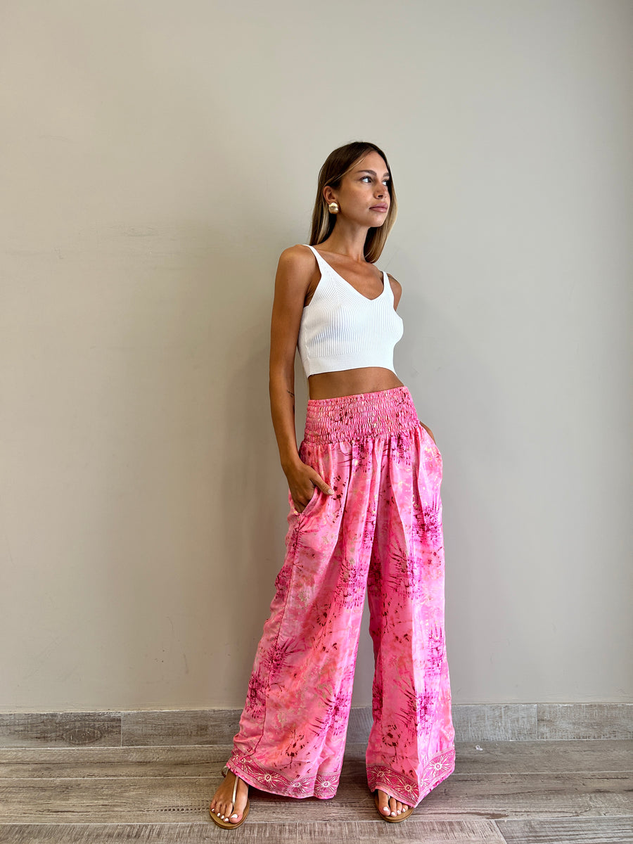 FREELOVE panta Freelove seta Tie Dye pink