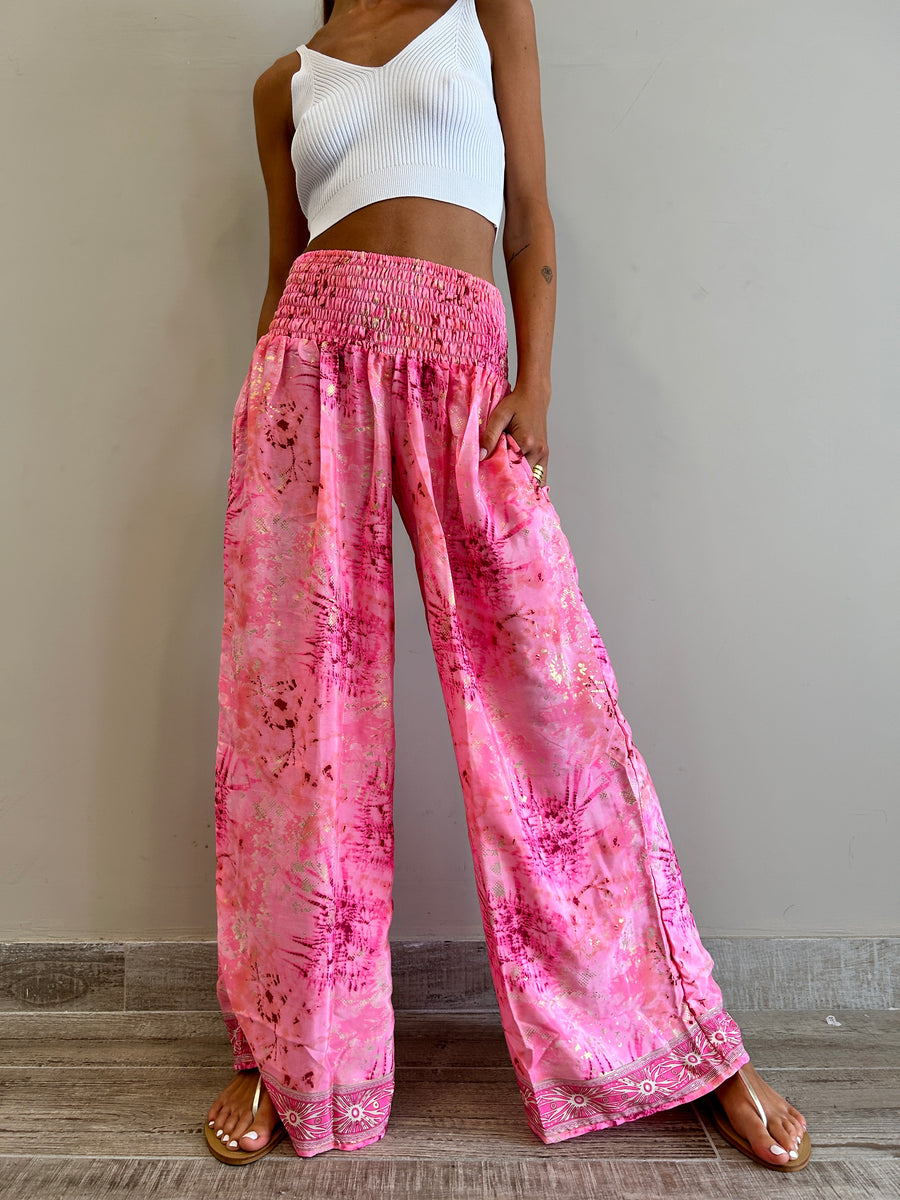 FREELOVE panta Freelove seta Tie Dye pink