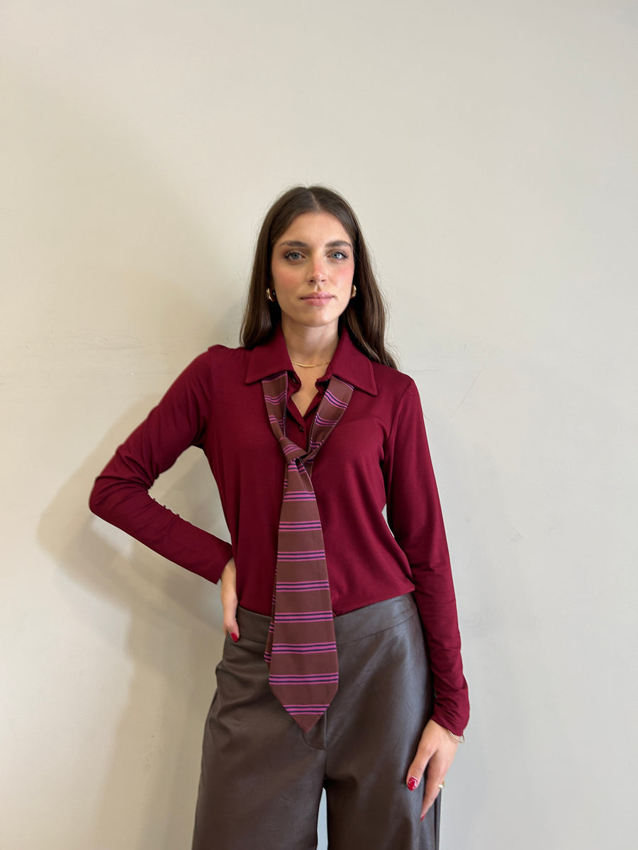 DIXIE Camicia jersey viscosa Bordeaux