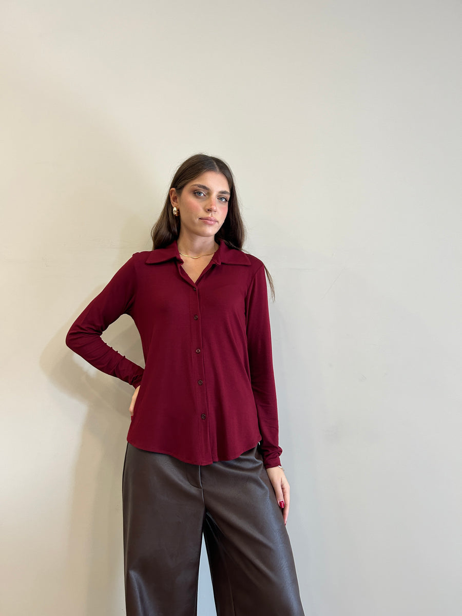 DIXIE Camicia jersey viscosa Bordeaux