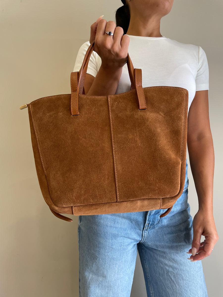 GIPSY INSIDE Maxi Bag Suede camoscio cuoio