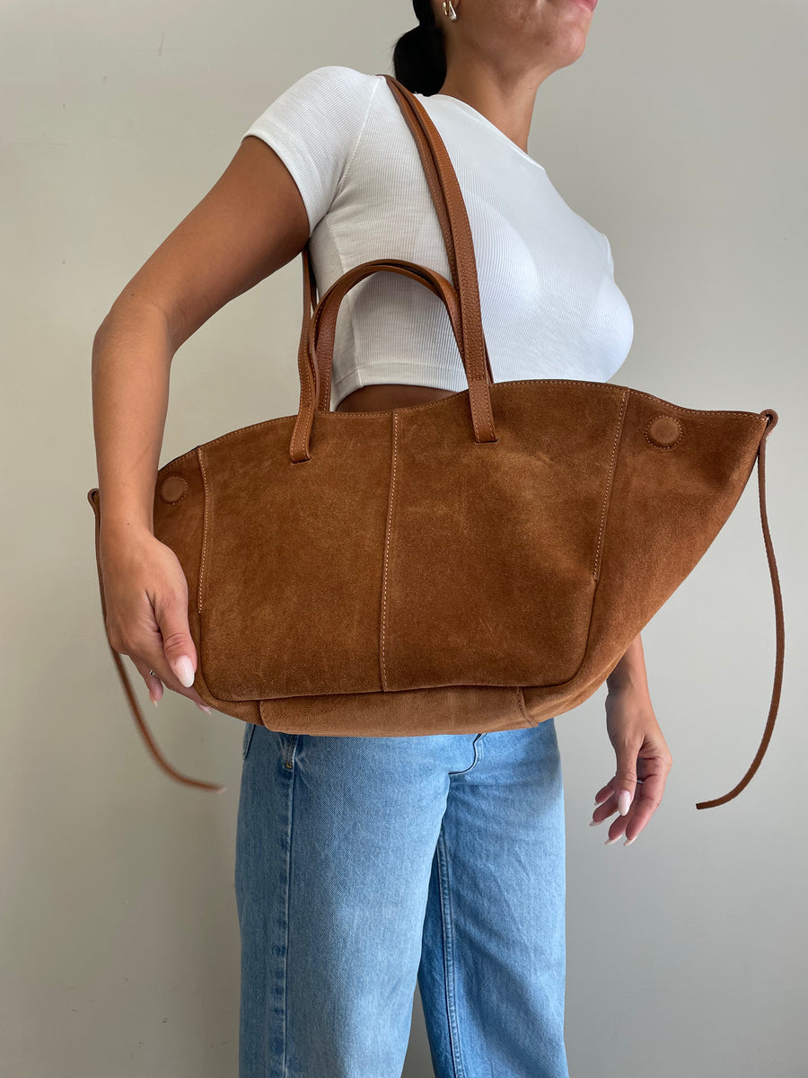GIPSY INSIDE Maxi Bag Suede camoscio cuoio