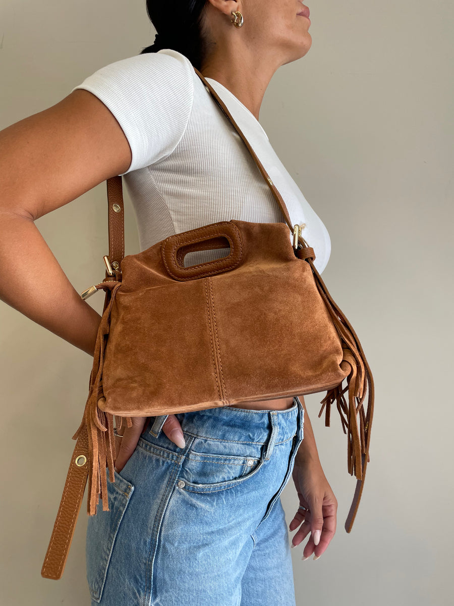 GIPSY INSIDE Borsa camoscio frange cuoio