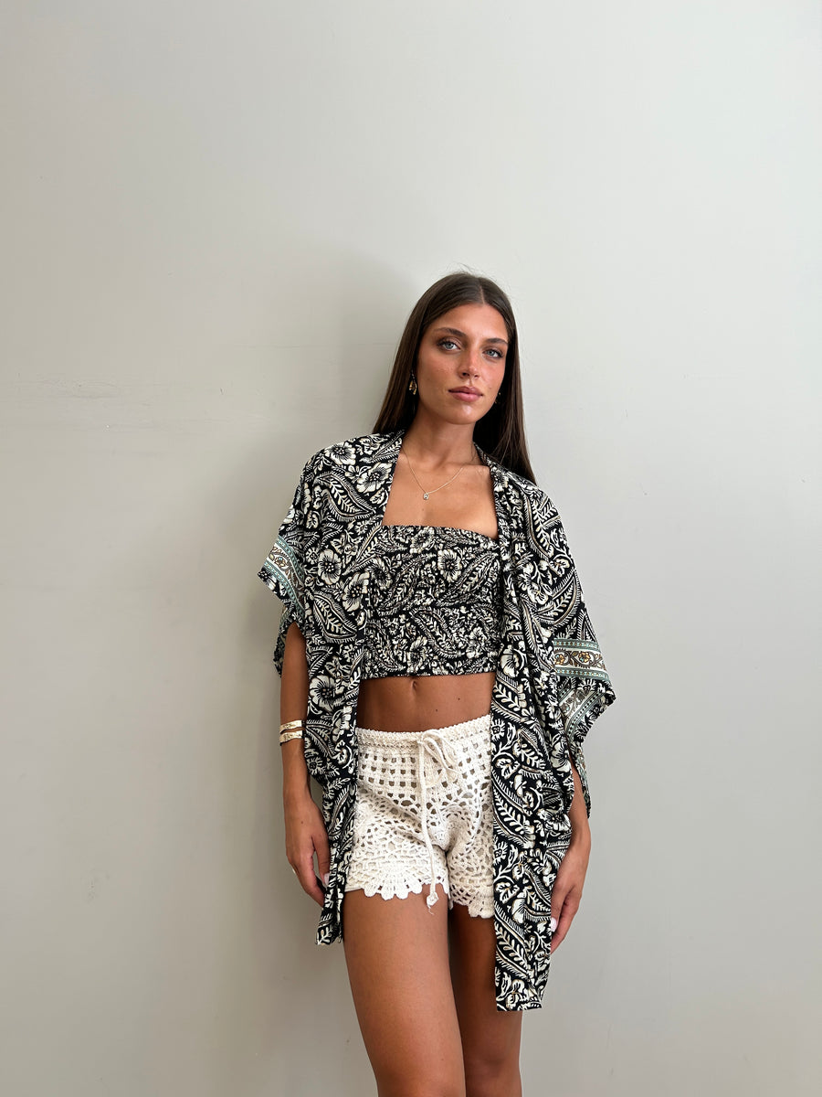 FREELOVE Kimono Fairy seta Coachella Black