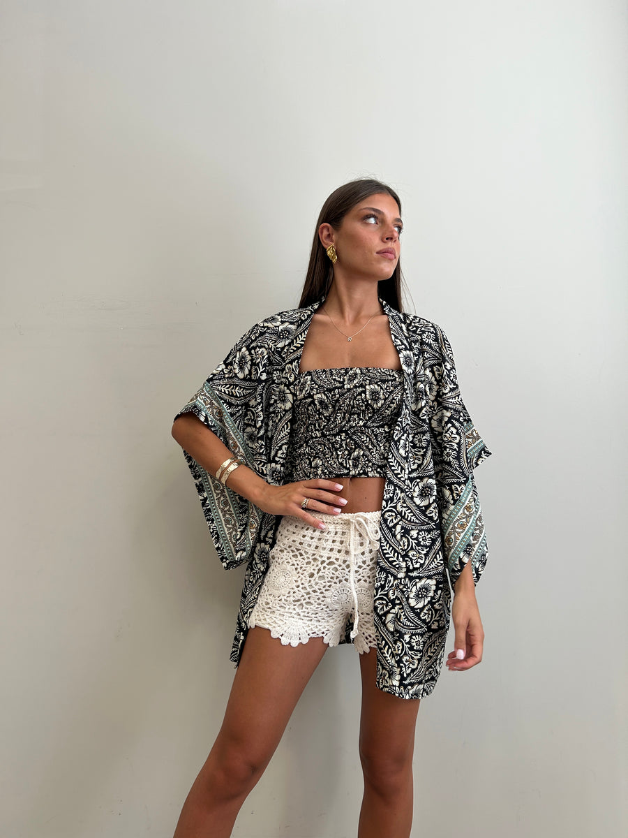 FREELOVE Kimono Fairy seta Coachella Black