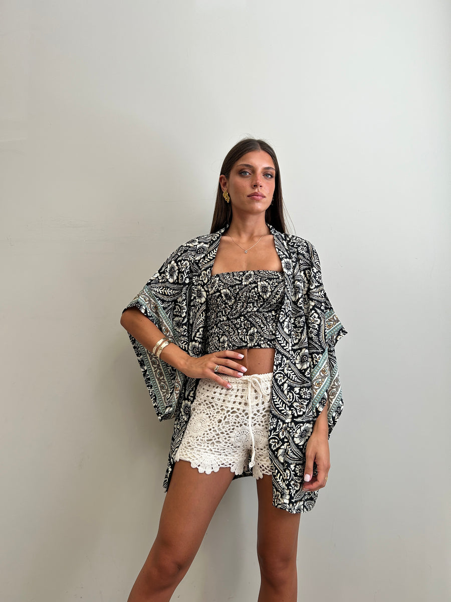 FREELOVE Kimono Fairy seta Coachella Black