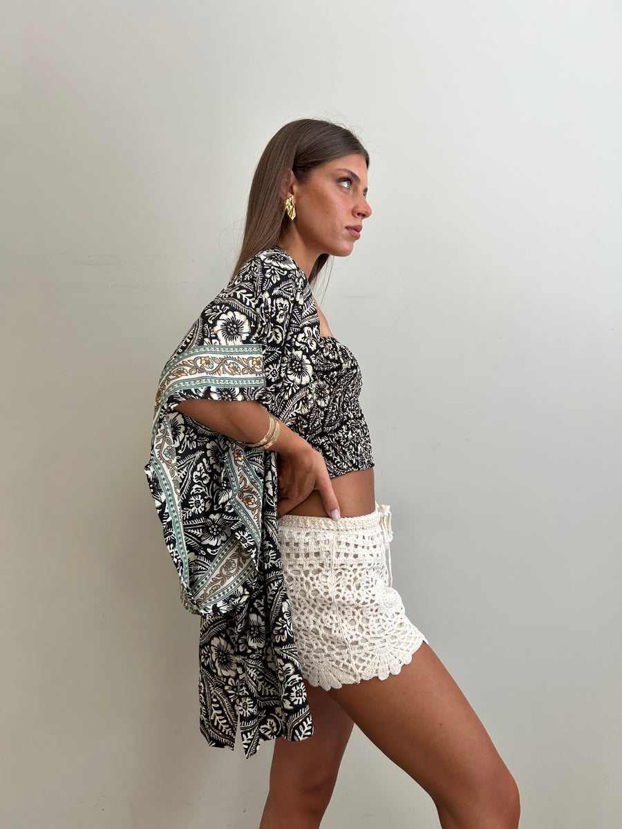 FREELOVE Kimono Fairy seta Coachella Black