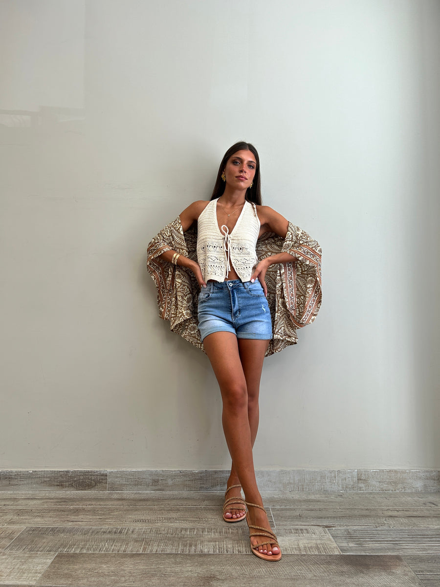 FREELOVE Kimono Fairy seta Coachella sand