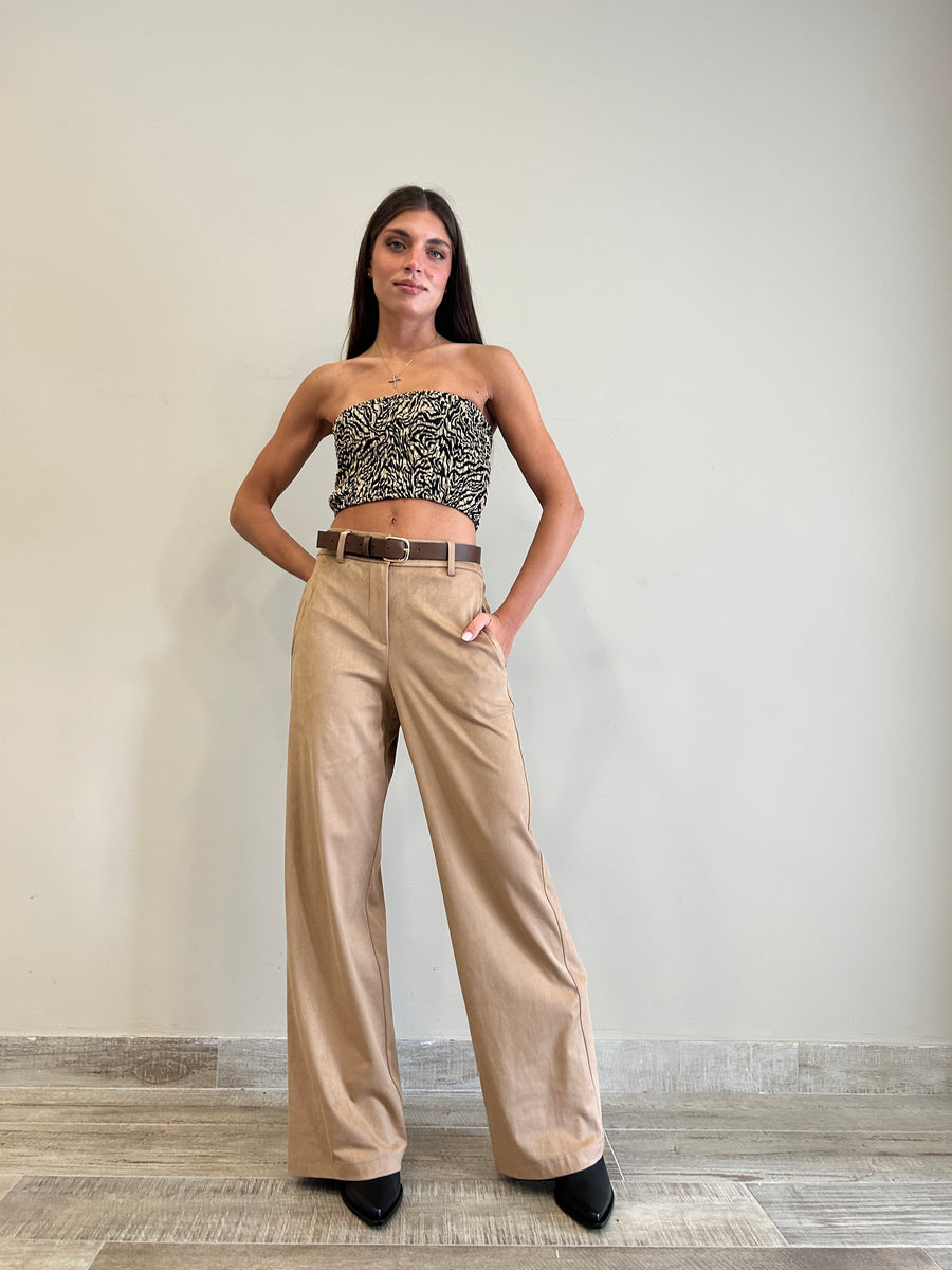 MOTEL Pantalone eco daino camel