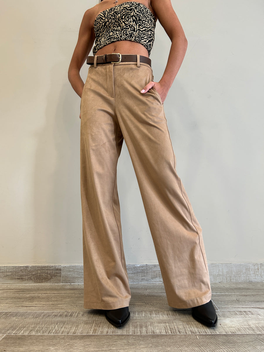 MOTEL Pantalone eco daino camel