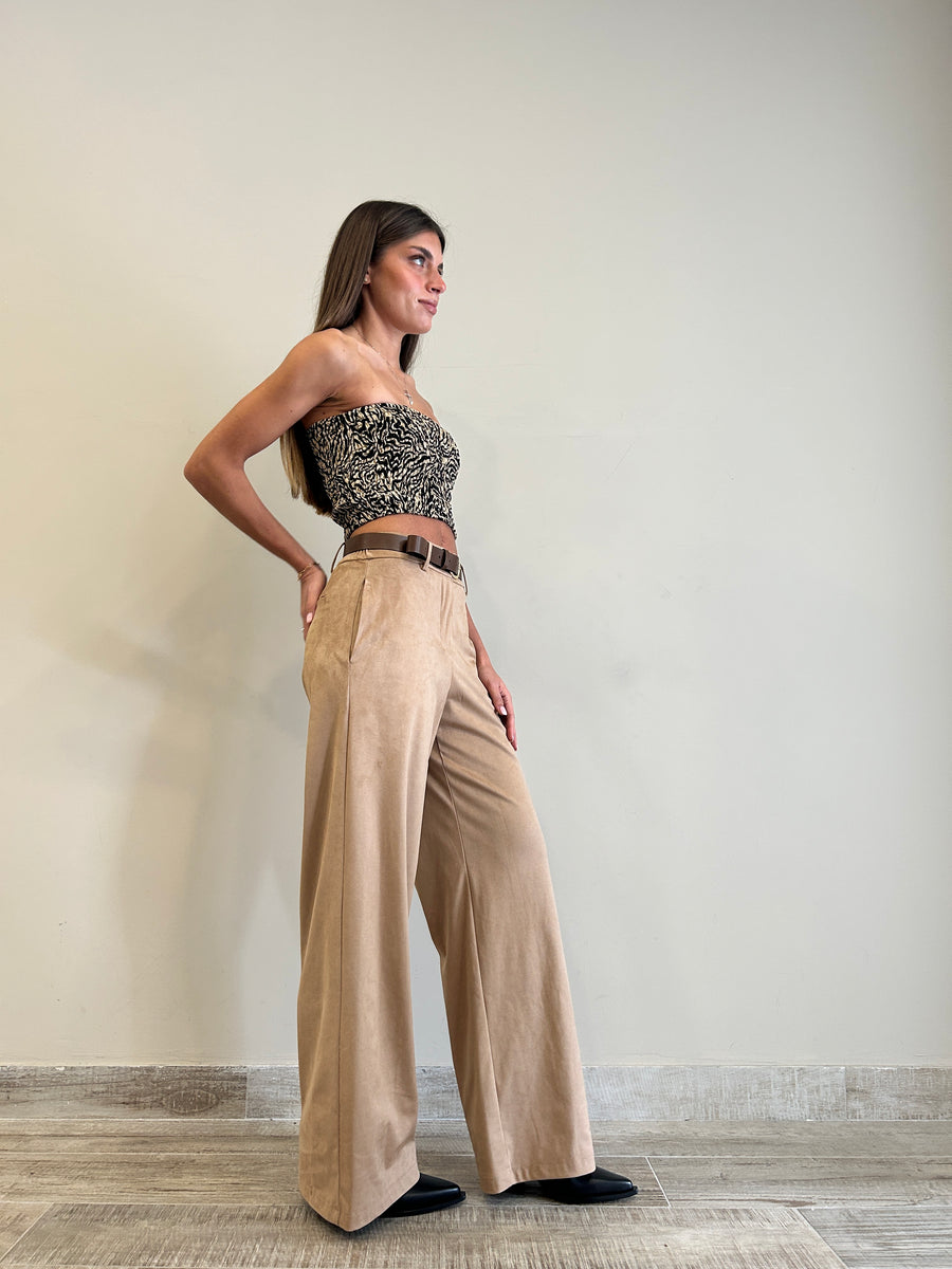 MOTEL Pantalone eco daino camel