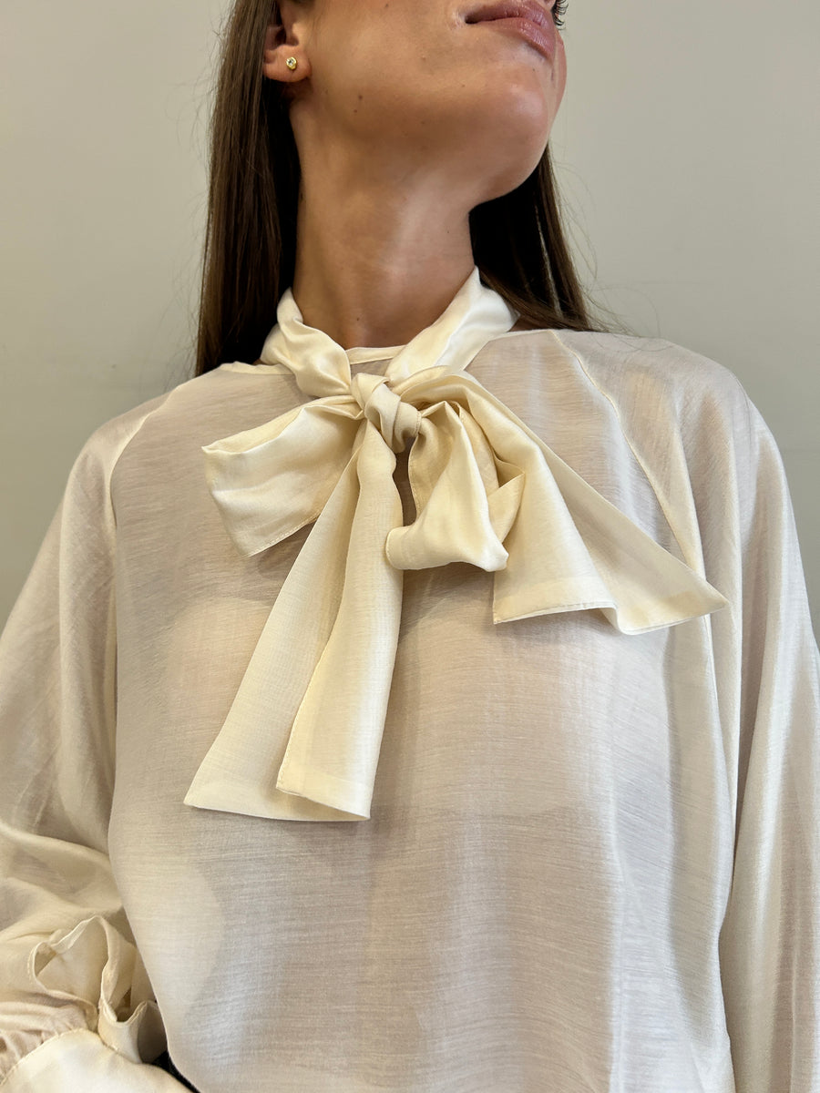 MOTEL Camicia fiocco panna