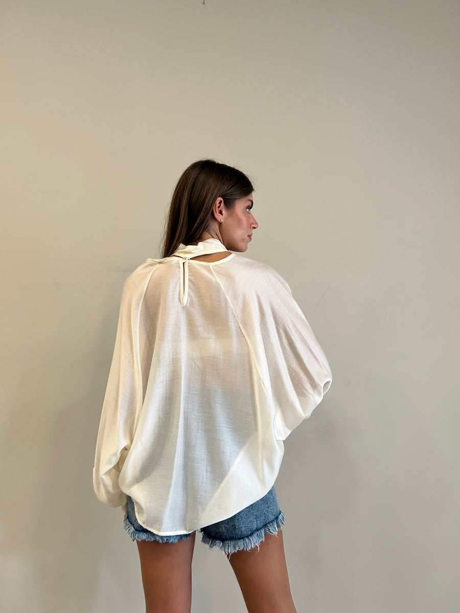 MOTEL Camicia fiocco panna