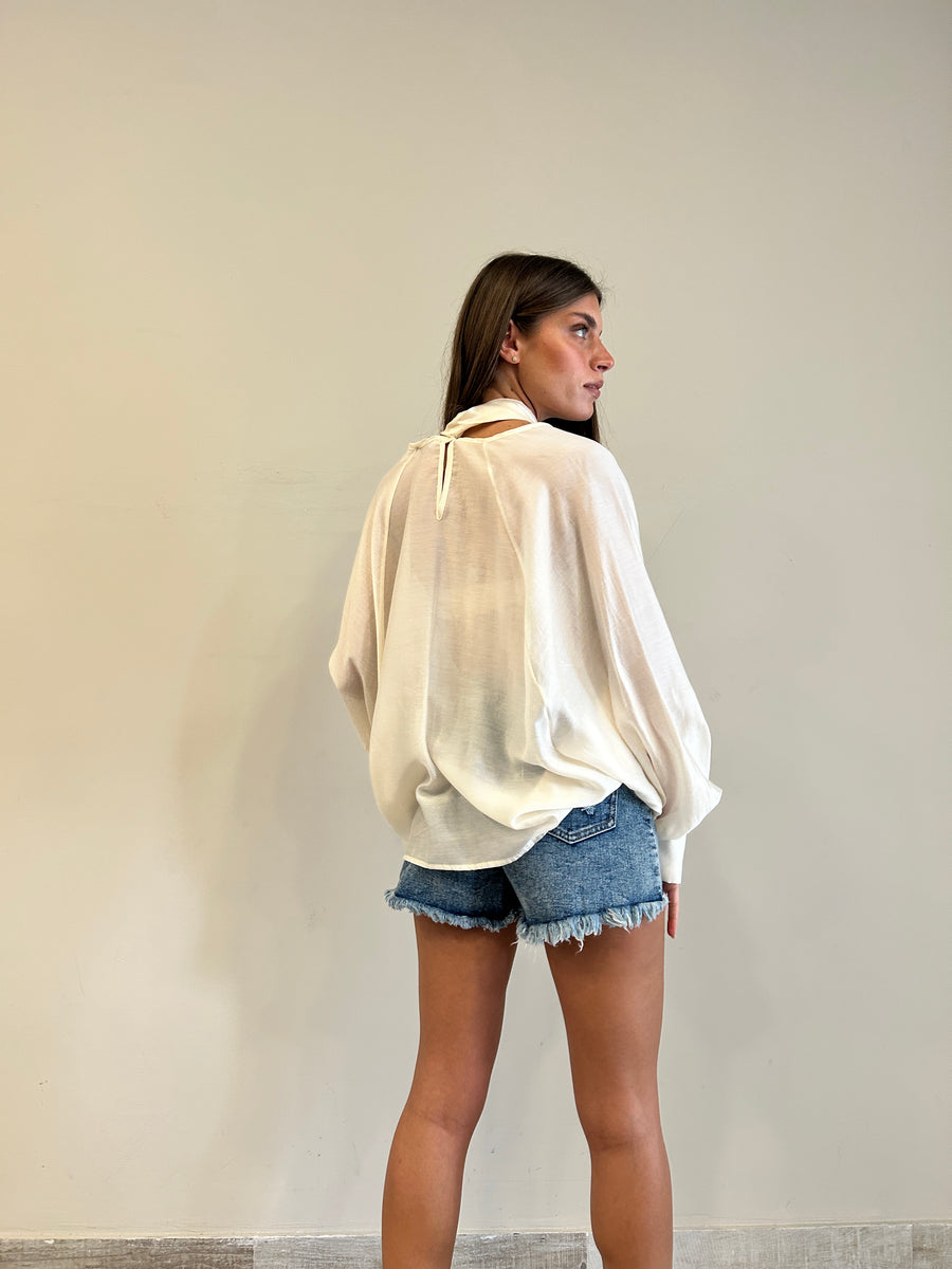 MOTEL Camicia fiocco panna