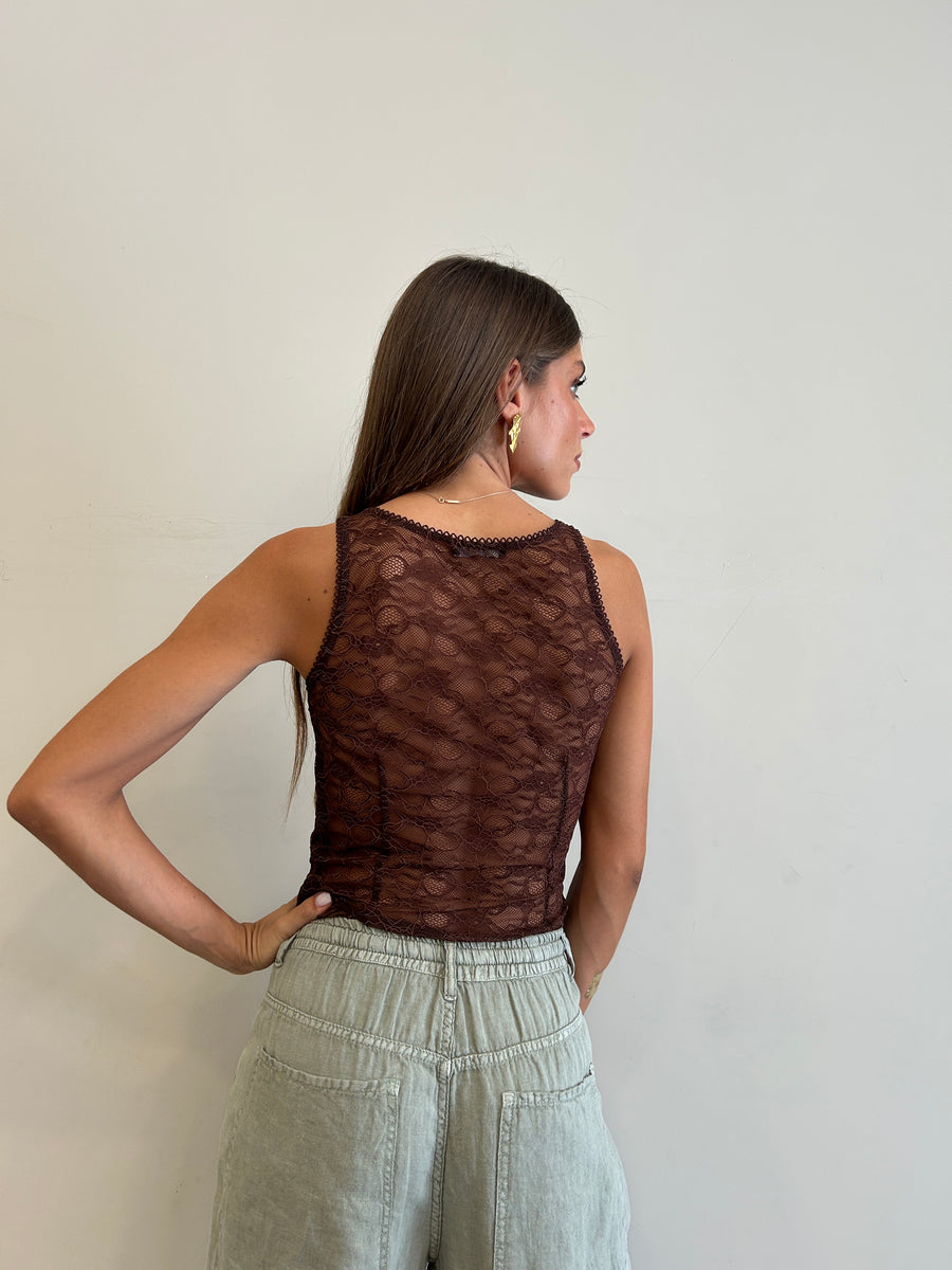 LMN Canotta pizzo moro