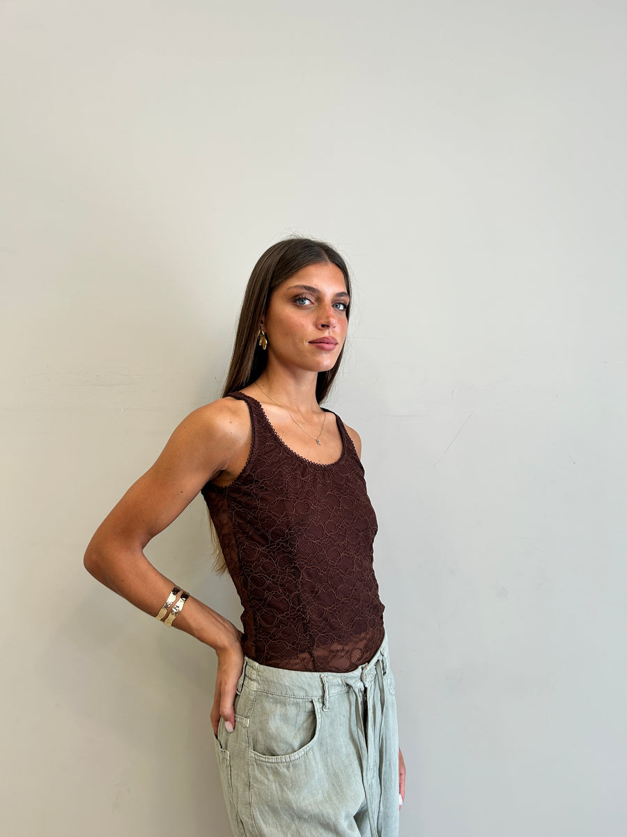 LMN Canotta pizzo moro
