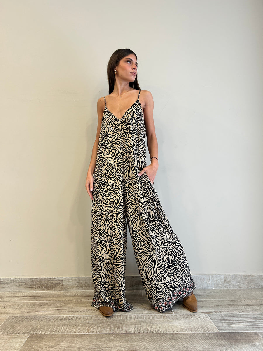 FREELOVE Jumpsuit seta Zebra Sand