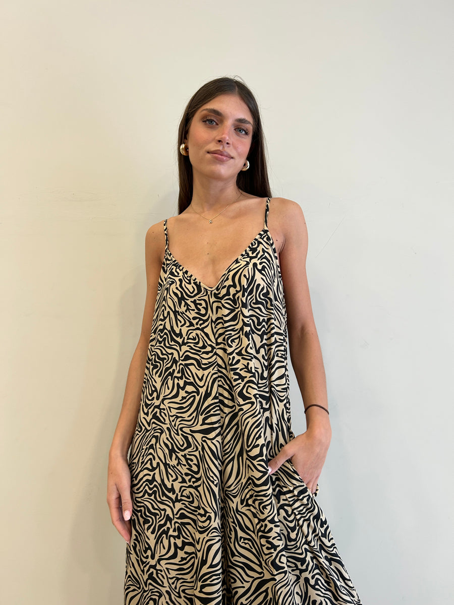 FREELOVE Jumpsuit seta Zebra Sand