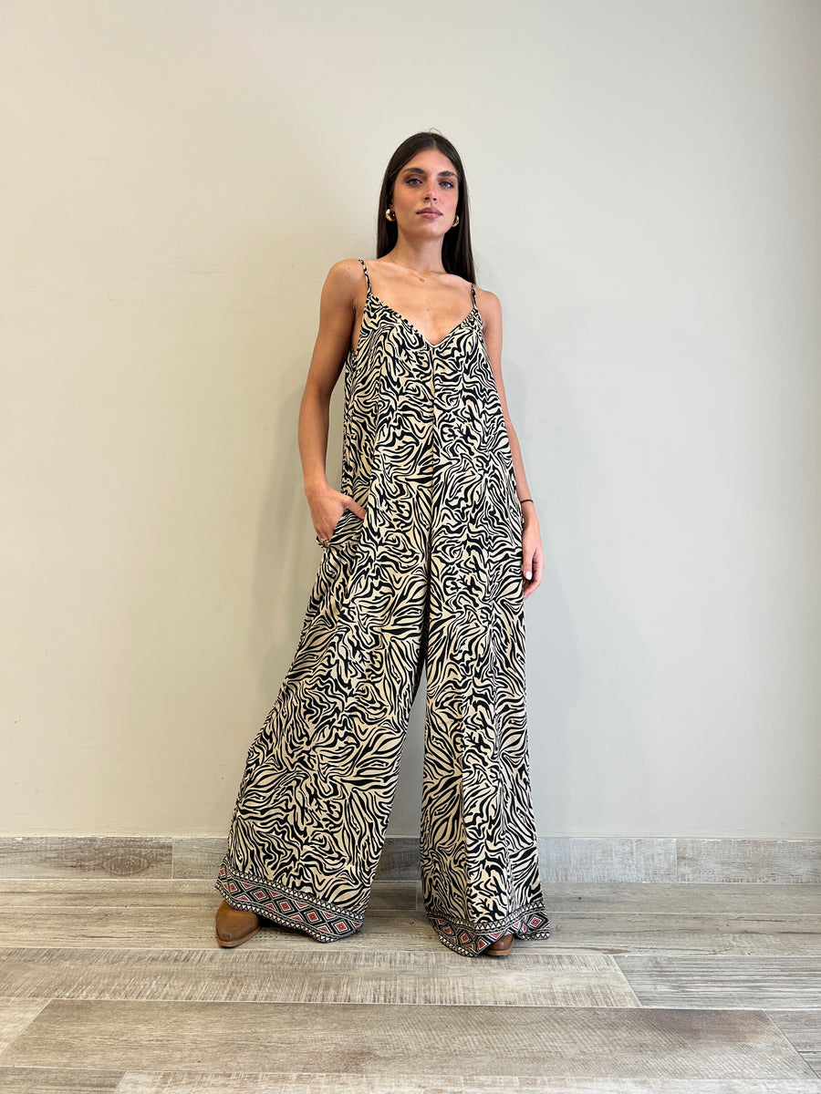 FREELOVE Jumpsuit seta Zebra Sand