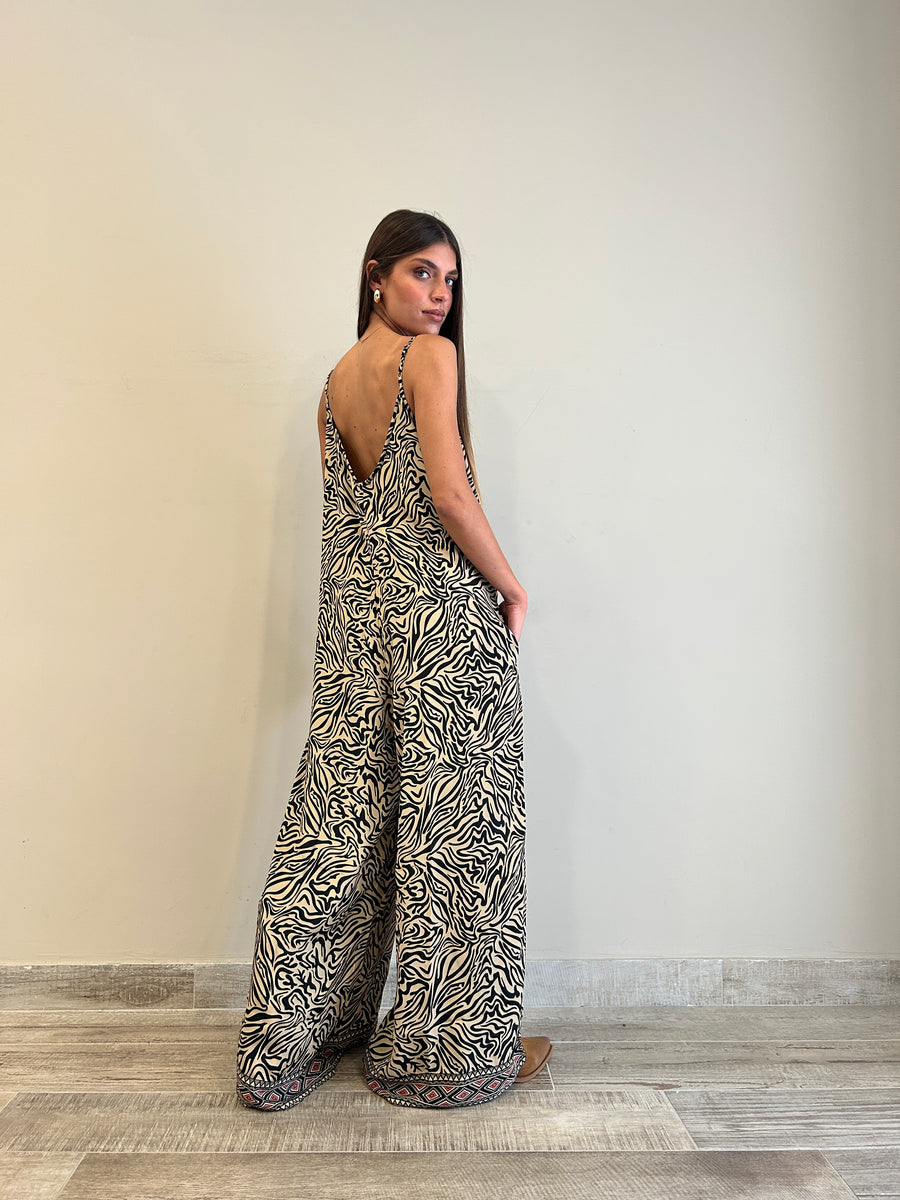 FREELOVE Jumpsuit seta Zebra Sand