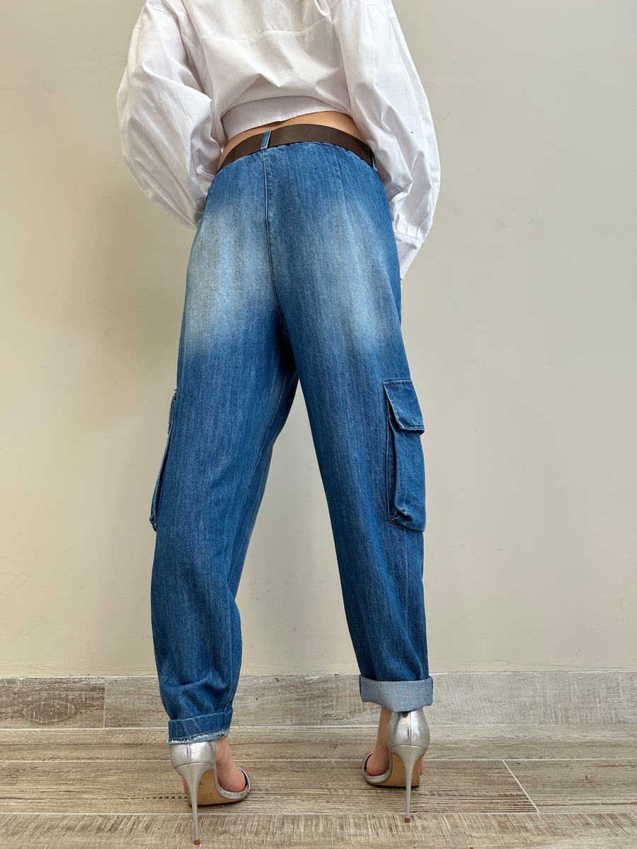 MOTEL Pantalone cargo denim