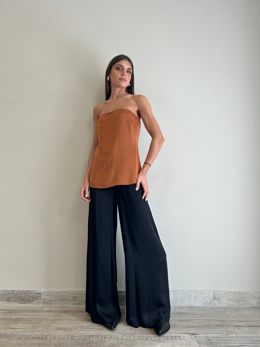 KK Pantalone palazzo satin nero