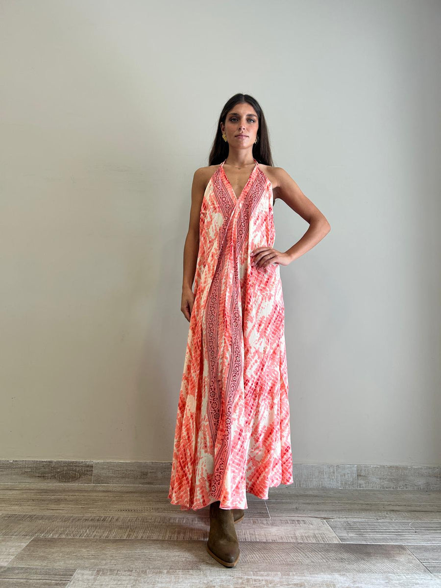 FREELOVE Abito lungo BEACH LONG seta Gipsy Coral