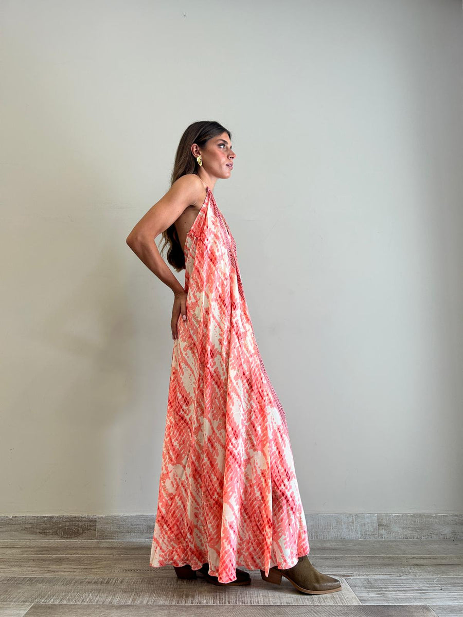 FREELOVE Abito lungo BEACH LONG seta Gipsy Coral