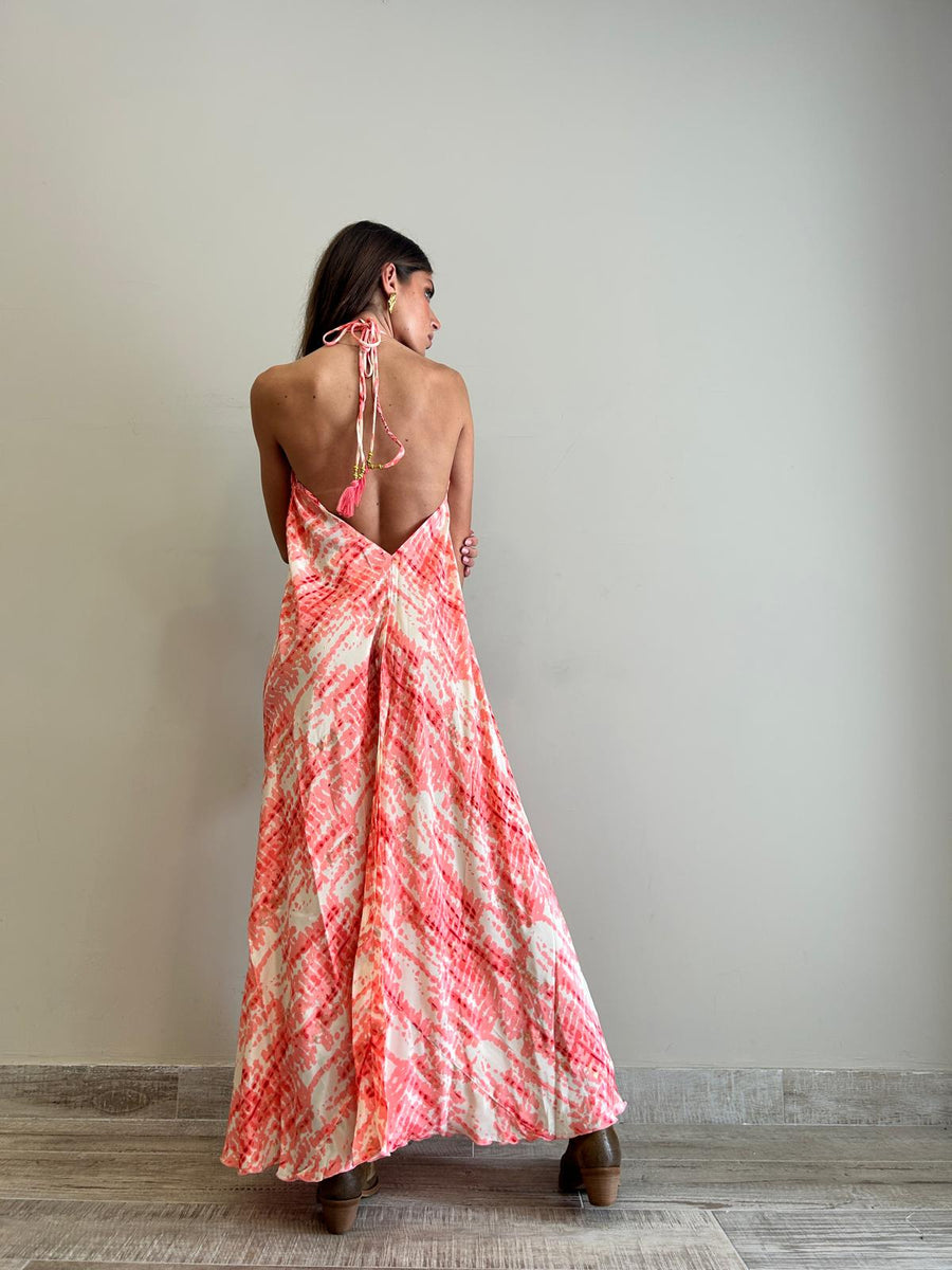 FREELOVE Abito lungo BEACH LONG seta Gipsy Coral
