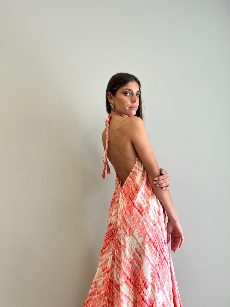 FREELOVE Abito lungo BEACH LONG seta Gipsy Coral