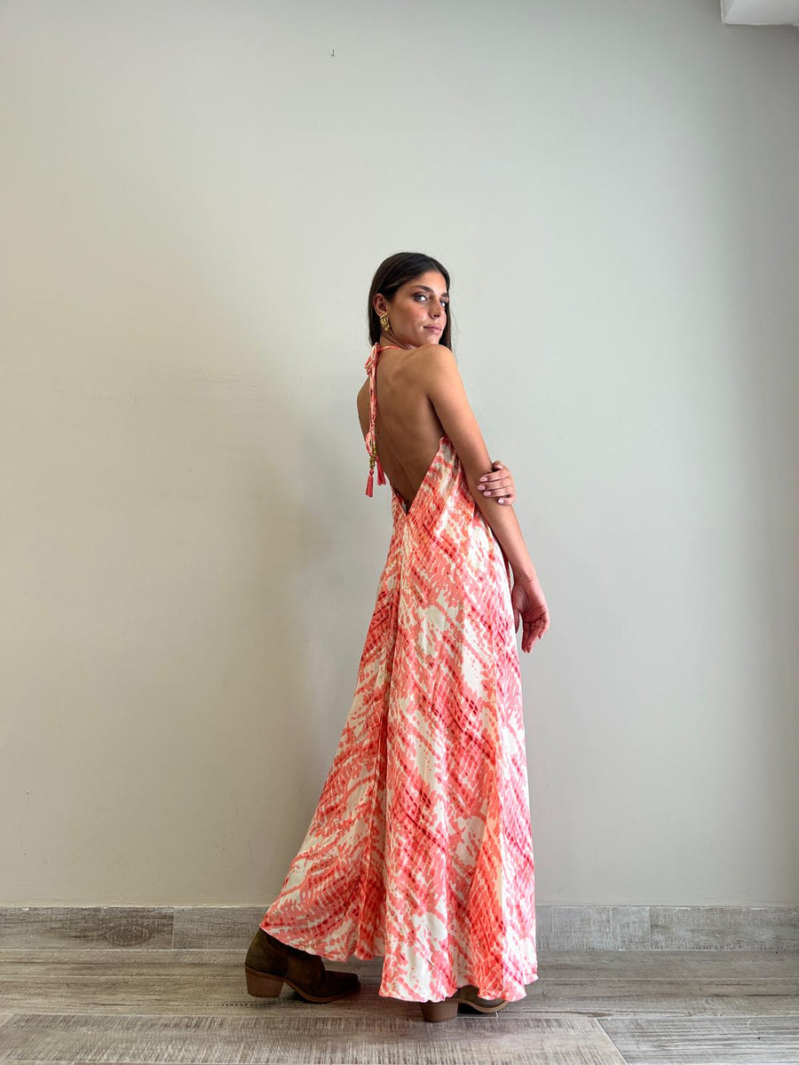 FREELOVE Abito lungo BEACH LONG seta Gipsy Coral