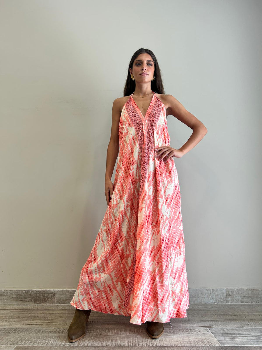 FREELOVE Abito lungo BEACH LONG seta Gipsy Coral