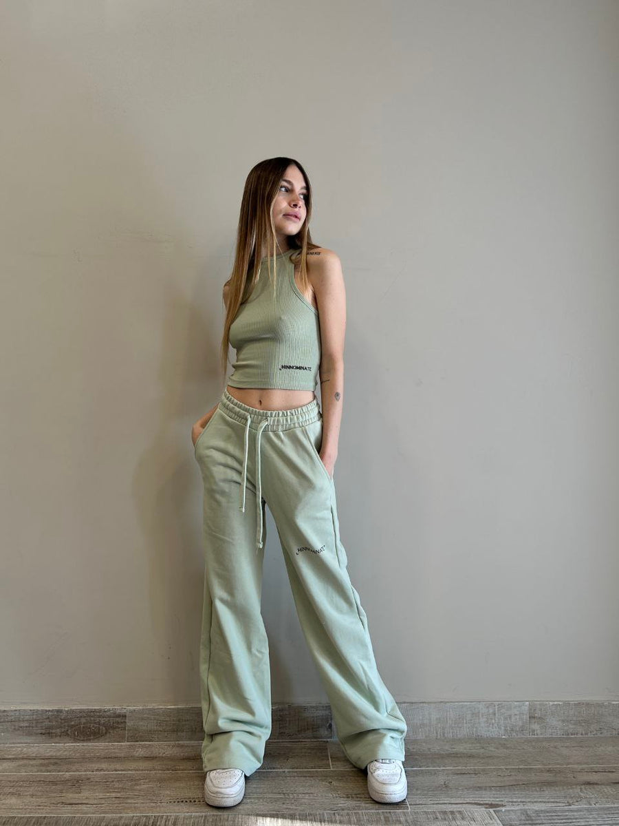 HINNOMINATE pantalone palazzo verde aloe